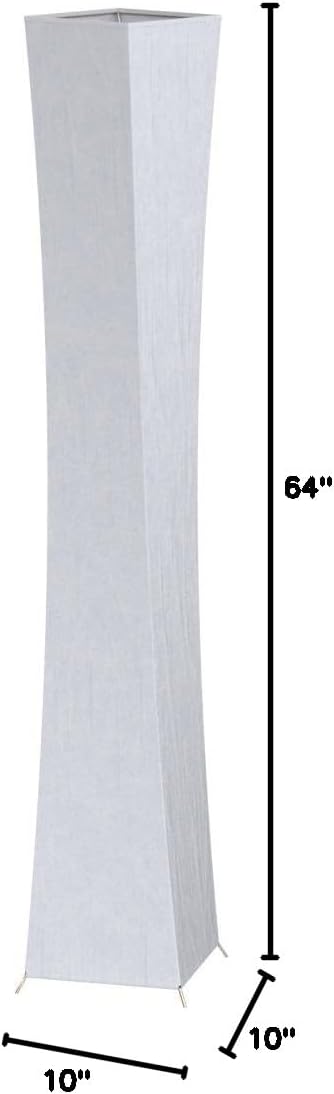 chiphy Floor Lamp, Dimmable 61" Tall Standing Lamp, 3 Levels Adjustable Brightness 12Wx2 LED Bulbs, Column Floor Light w/White Fabric Shade, Home Decor for Living Room, Bedroom, Kids Room