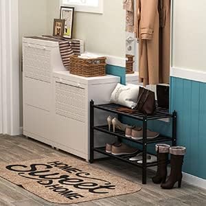 Dranixly Shoe Rack, 2-Tier Bamboo Stackable Shelf Storage Organizer, Stand for Closet, Entryway, Hallway, Bathroom and Living Room（Natural）
