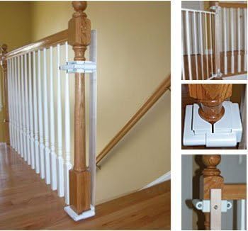 Safety Innovations No Hole Stairway Baby Gate Mounting Kit - Fits Posts from 2 3/4 inches to 3 1/2 inches Wide with Square or Round Tops - No Adhesives On Or Screws in Your Posts, (1-Pack)
