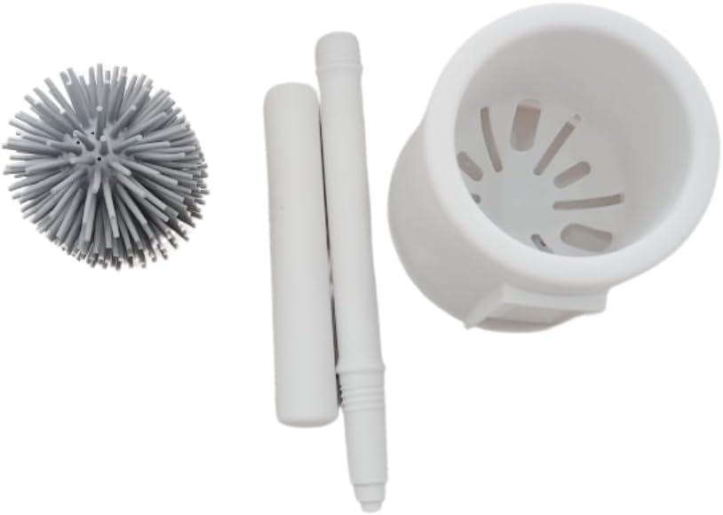 Ring King Toilet Ring Remover Silicone Toilet Brush and Holder Set| This Bathroom Accessory Brush and Holder Easily Scrub Grime, Mineral deposits, and Hardwater Rings from Toilet Bowls.