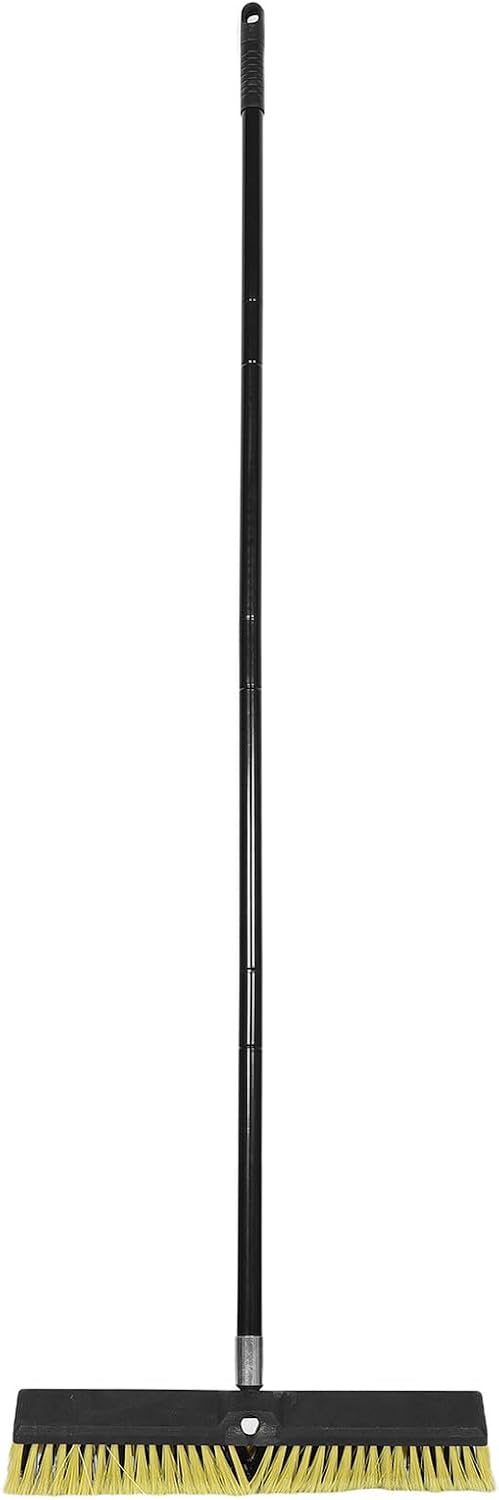 Healifty Outdoor Push Broom with Aluminum Threaded Handle, Heavy Duty Floor Brush for Driveway and Patio Cleaning, 80cm Long Handle Yard Sweeping Brush for Wet and Dry Surfaces