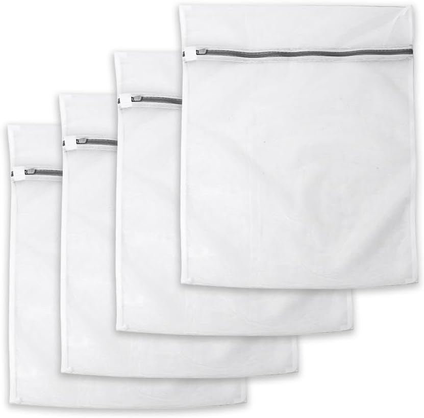 Non-Fluorescent Mesh Laundry Bags 20 x 23.5 in, 4-Pack – Large Zippered Laundry Wash Bags for Clothes, Durable Mesh Bags for Washing Machine