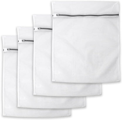 Non-Fluorescent Mesh Laundry Bags 20 x 23.5 in, 4-Pack – Large Zippered Laundry Wash Bags for Clothes, Durable Mesh Bags for Washing Machine