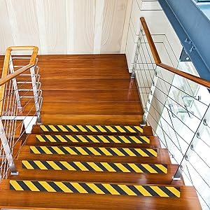 COSIMIXO 4" x 35Ft Black&Yellow Heavy Duty Anti Slip Tape for Stairs Outdoor/Indoor Waterproof Grip Tape Safety Non Skid Roll for Stair Steps Traction Tread Staircases Anti-Slip Strips…