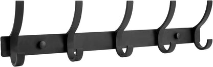 Optish Coat Rack Wall Mount, Wall Hooks for Hanging, Entry Coat Hooks Coat Hanger, Hat Rack Holder for Wall, Key Holder Purse Racks, Towel Rack for Bathrooms (2 Pack, Black)