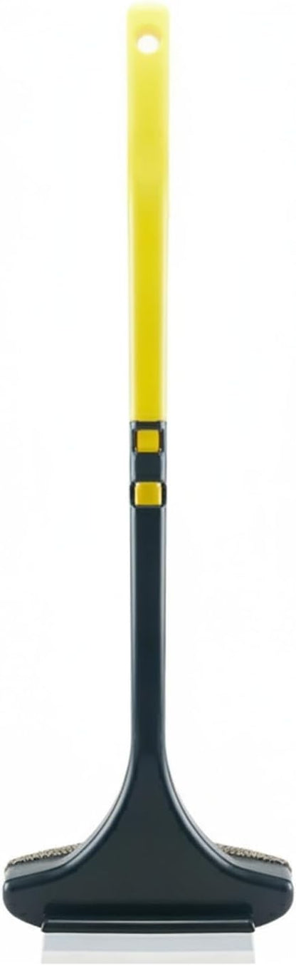 Double-Sided Window & Screen Cleaning Brush, 13-Inch PP Tool for Glass and Mesh, Integrated Squeegee Wiper, Yellow/Blue