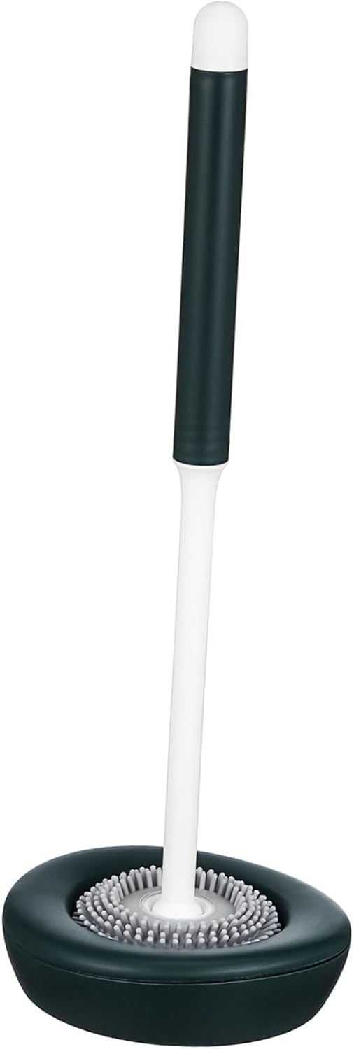 ULTECHNOVO 1 Set Toilet Brush with Holder Silicone Toilet Bowl Brush for Effortless Cleaning Quick Drying Design with Drainage Construction for Use