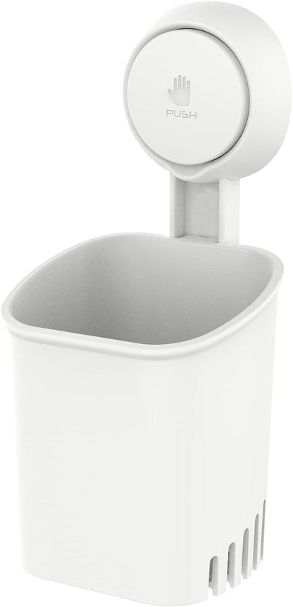 TAILI Upgraded Bathroom Mirror Suction Cup Toothbrush Holder with Razor Hook, Visible Safety Indicator, Large Capacity Inverted Trapezoid Design, Removable Shower Caddy for Toothbrush, Toothpaste, etc