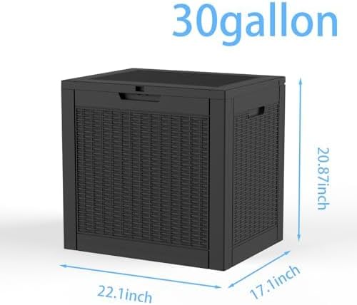 NicBex 30 Gallon Deck Box, Waterproof Resin Outdoor Storage Box Lockable for Patio Furniture, Fade Resistant Patio Side Table & Organizer for Garden Tools, Pool Floats, Outdoor Cushions, Black