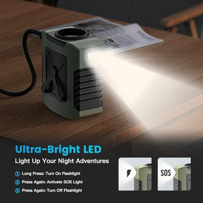 Waist Fan - 3-Speed Clip-On Fan, 16000RPM, 10000mAh Rechargeable Battery, LED SOS Light - Portable Cooling for Outdoor & Work