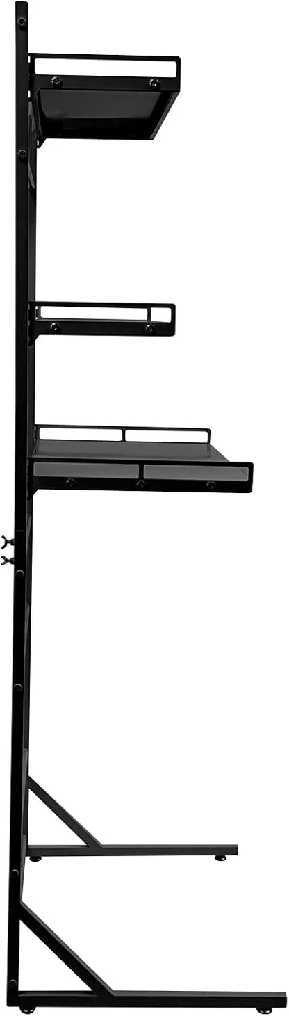 Adjustable Height Laundry Room Shelves for Laundry Room Organization 3 Tiers Laundry Room Organization Shelves Over The Washer and Dryer Storage Shelf (Black, 26.8×18.3×64in)