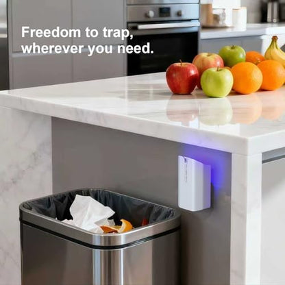 Cordless Rechargeable Fruit Fly Trap - Indoor Outdoor Gnat Killer with 5 Replaceable Glue Boards, Safe Odorless Hanging Sticky Fly Traps for Kitchen, Plants, Home & Patio