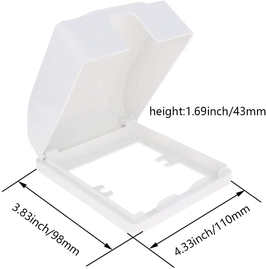 Heyiarbeit Weatherproof Cover Plug in Use Outlet Receptacle Protector 3.86"x4.33"x1.69"(LxWxH) for Retrofit Siding Construction 86 Type White 1Pcs