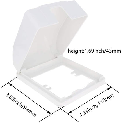 Heyiarbeit Weatherproof Cover Plug in Use Outlet Receptacle Protector 3.86"x4.33"x1.69"(LxWxH) for Retrofit Siding Construction 86 Type White 1Pcs