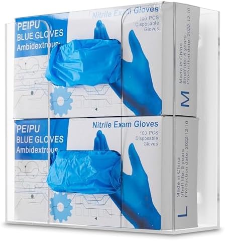 Stock Your Home Triple Acrylic Gloves Dispenser, Tissue Box Shelf, Glove Holder Wall Mount, For Kitchen, Cleaning Closet, Lab, Exam, Office