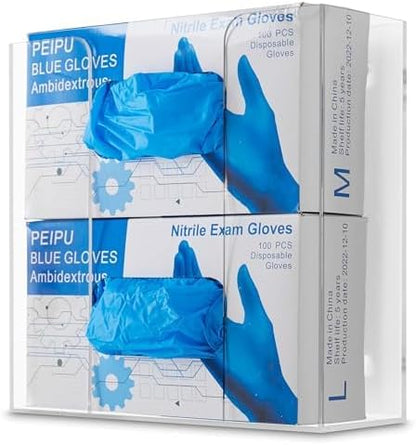 Stock Your Home Triple Acrylic Gloves Dispenser, Tissue Box Shelf, Glove Holder Wall Mount, For Kitchen, Cleaning Closet, Lab, Exam, Office