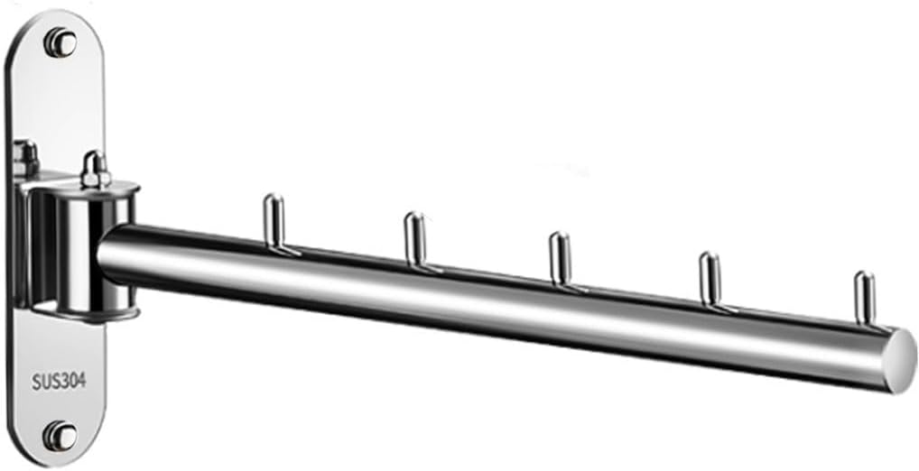 Clothes Hanger Laundry Room Hanging Rod Wall Mount Valet Hooks for Closets
