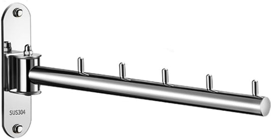 Clothes Hanger Laundry Room Hanging Rod Wall Mount Valet Hooks for Closets
