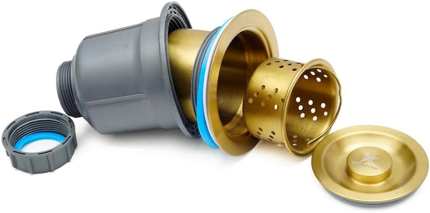 STARSTAR 3-1/2in Stainless Steel Sink Drain Kit with Removable Deep Basket and Sealing Lid