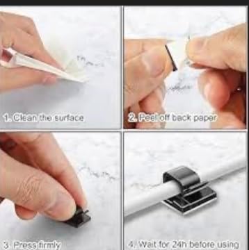 100 pcs of self Adhesive Cable Clips, Peel and Management for wall Desk and Office (Black)