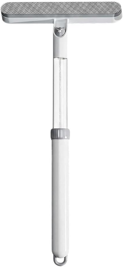 5 in 1 Double Sided Window Screen Cleaning Brush for Window Glass, Window Cleaner Tool with Squeegee Scrubber Spray, Extendable Squeegee for Window Cleaning with Long Handle (Gray, 1 pcs)