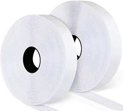 41Ft x 1 Inch Self Adhesive Strips, Heavy Duty Strong Back Sticky Fastening Tape,Nylon Fabric Fastener Mounting Tapes for Sewing, Crafting,DIY- Indoor or Outdoor Use (White)