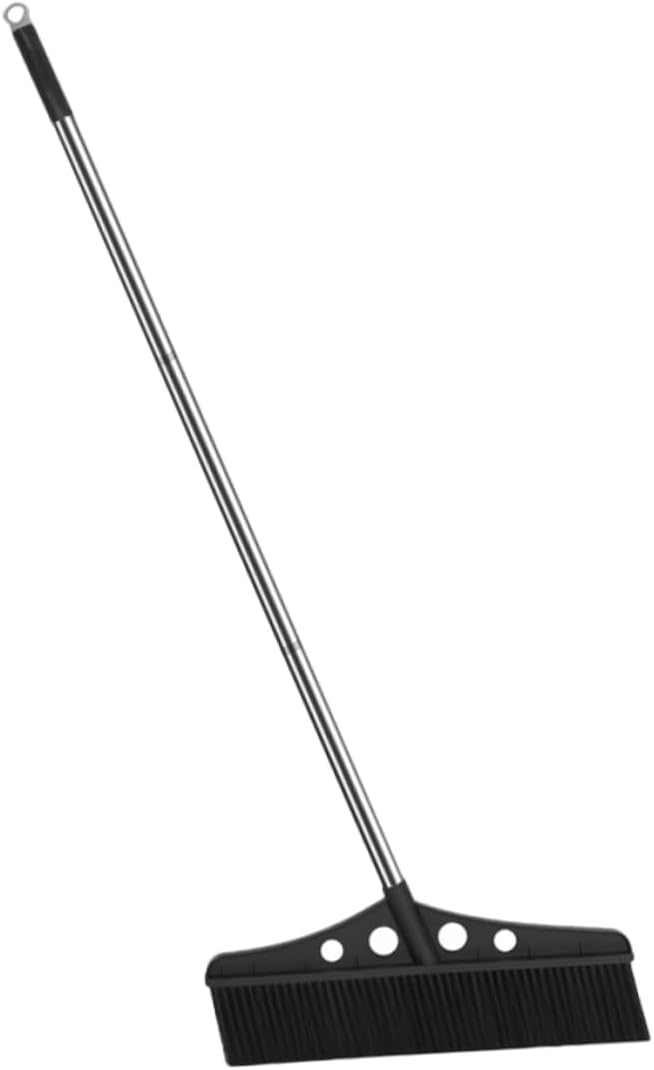 Push Broom Garden Sweeper Heavy Duty Outdoor Broom with Detachable Stainless Steel Handle for Efficient Cleaning of Patios Decks and