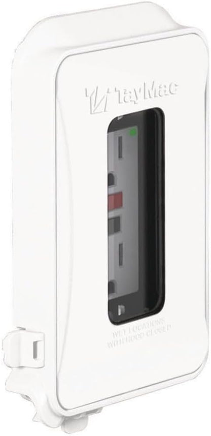 TayMac ML450W White Polycarbonate 1-Gang Weatherproof In-Use Expandable Electrical Outlet Cover for Home Improvement, 1-in. to 3-in. Deep Outdoor Outlet Cover for Electrical Box, NEMA 3R