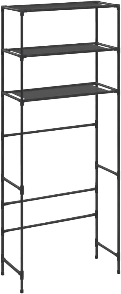 3-Tier Storage Rack Over Laundry Machine, Stainless Steel Over Washer Dryer Shelf, 27.2x11x66.5 Inches Black Organizer for Bathroom and Laundry Room