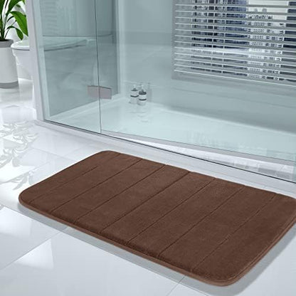 Yimobra Memory Foam Bath Mat, Super Soft Absorbent Bathroom Rug Non Slip, Quick Dry, Machine Washable Floor Carpet for Tub Shower, Home Decor Accessories, 24x17, Grey