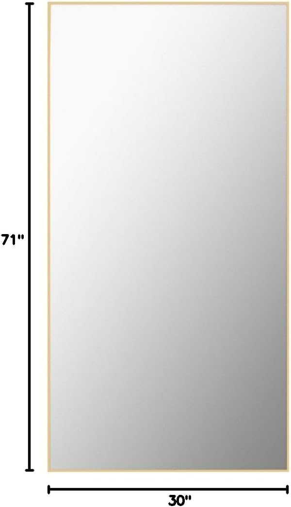 VooBang Mirror Full Length - 21" x 57" Floor Mirror with Stand, Aluminum Alloy Frame Full Body Mirror, Standing Hanging or Leaning Against Wall for Bedroom and Living Room, Black