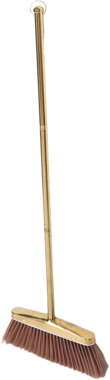 Heavy Duty Stainless Steel Broom with Removable Handle, Thick Bristle Hand Sweeper for Indoor and Outdoor Leaf Cleaning, Weather-Resistant Floor Broom for Home and Patio Use