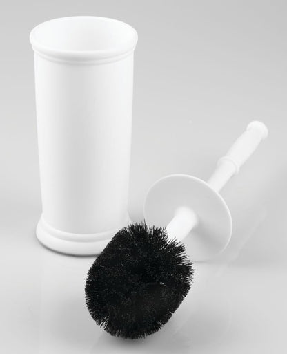 InterDesign Kent Plastic Toilet Bowl Brush Set, Classic Design Slim Compact Bowl Brush and Holder for Bathroom - Sturdy, Deep Cleaning, 4.25" x 4.25" x 16", White