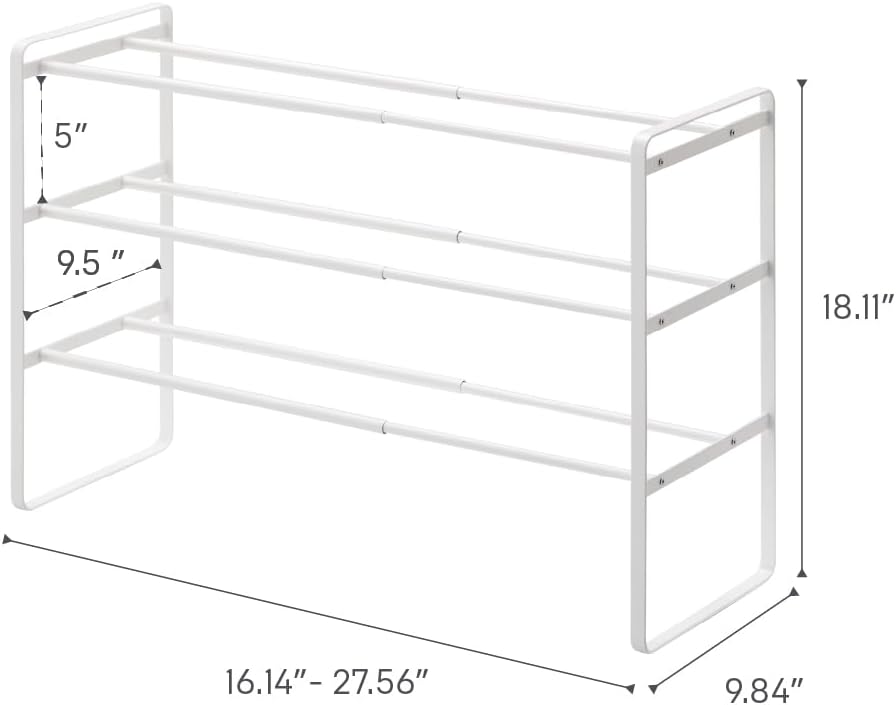 YAMAZAKI Home Frame Adjustable Shoe Rack - Spacesaving Storage Solution, 7" - Steel - Holds Up to 4 Pairs of Shoes Per Shelf