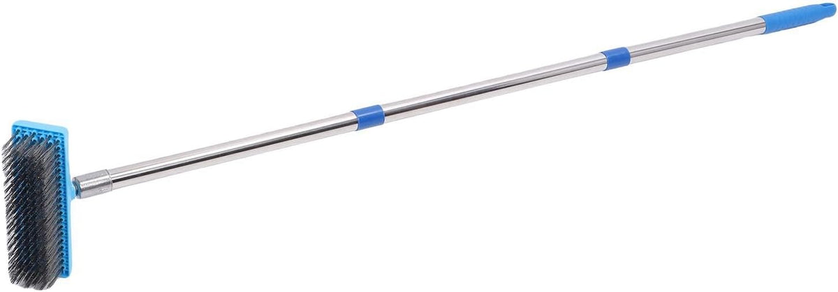 Heavy Duty Wire Brush, Heavy Duty Stainless Steel Metal Broom for Outdoor Floor Cleaning, Long Telescopic Handle for Patios and Decks (63 in)
