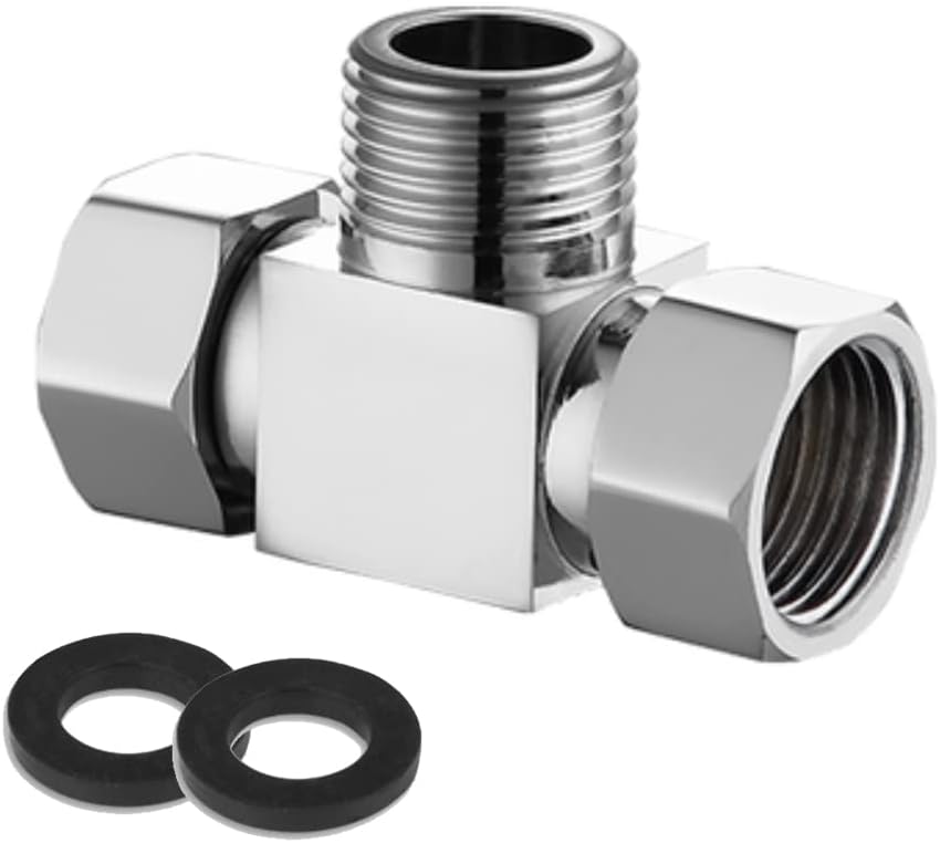 Water Diverter Fitting Adapter, Add-A-Tee G1/2" Hose Connector Adapter for Angle Valve adapter, Shower arms, Toliet Bidet Sprayer, Hose Pipe Fittings (3 Way T2)