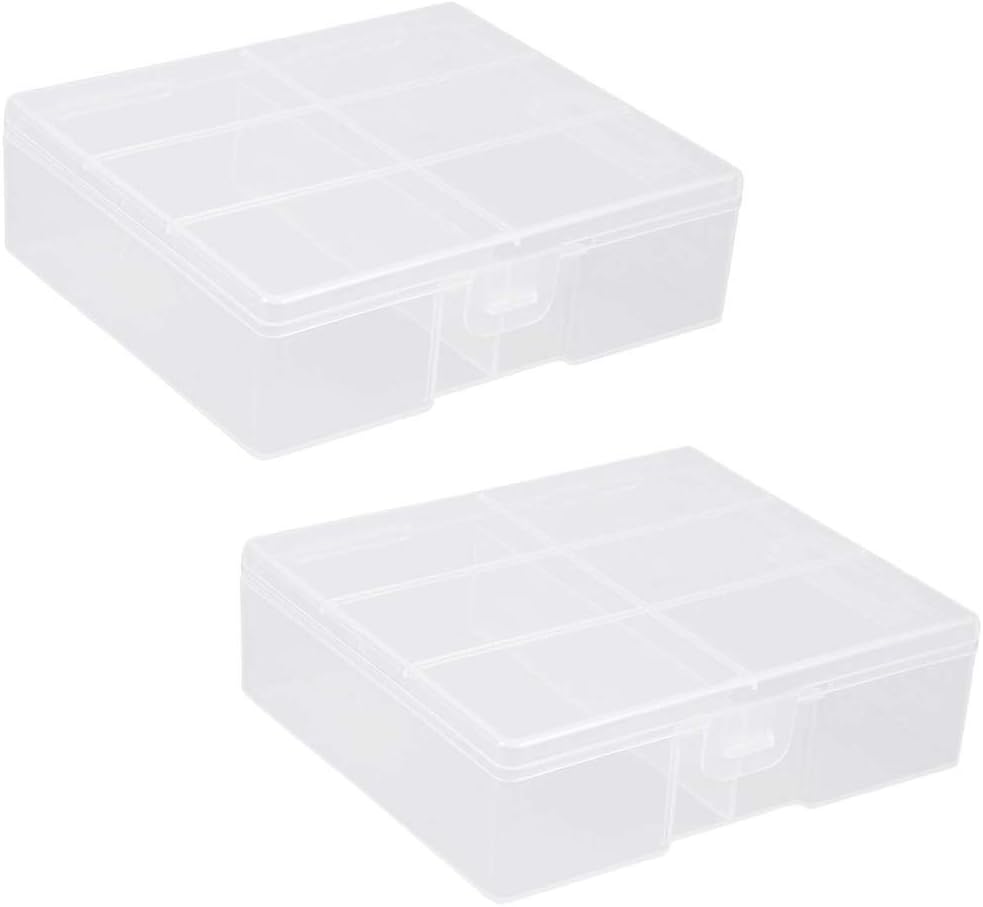 AA Battery Storage Box Organizer Holder Clear Plastic Case Container Portable-Holds 24xAA Batteries(2Pcs)