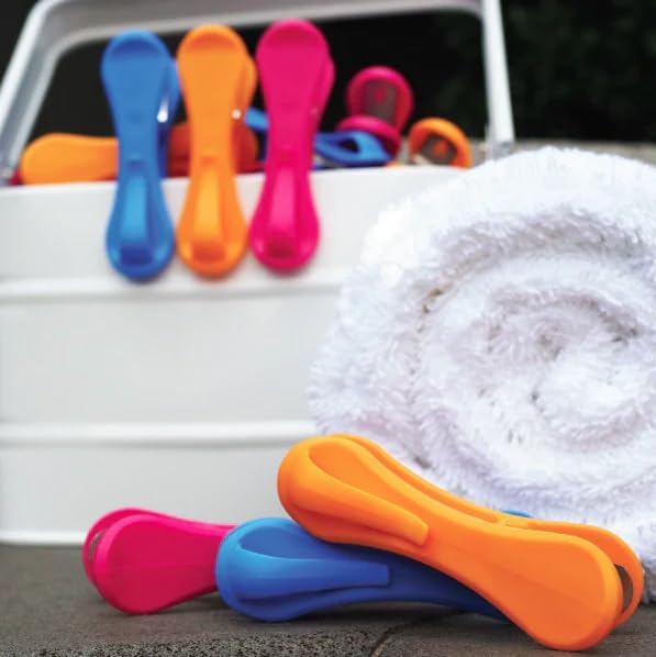 Hegs 24 Pack Multi-Color - The Smartest Heavy Duty Clothespins with Hooks - Hang 3 Garments at Once with Our Tough, Dual Hooks Clothes Pins with Anti-Rust Spring - Durable, Colorful Clothespins