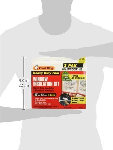 Frost King V83/3 Heavy Duty Shrink Window Kit for Standard Size Windows with 3 Sheets (3 Pack), 42" x 62"
