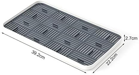 2-in-1 Kitchen Sink Caddy Organizer with Plastic Drain Grate, Double-Layer Drain Sponge Soap Holder & Food Fruit Vegetable Drain Tray for Sink Countertop Home Kitchen Restaurant Hotel, Grey (1 Pack)