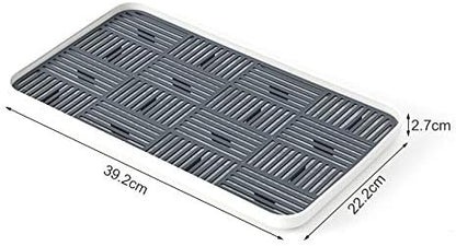 2-in-1 Kitchen Sink Caddy Organizer with Plastic Drain Grate, Double-Layer Drain Sponge Soap Holder & Food Fruit Vegetable Drain Tray for Sink Countertop Home Kitchen Restaurant Hotel, Grey (1 Pack)