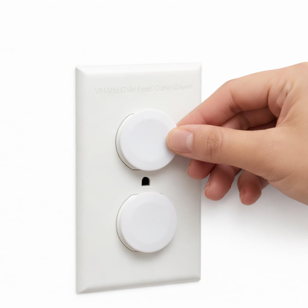 Vmaisi 62 Pieces Outlet Covers ChildProof Plug Protector - Baby Proofing Electrical Safety Outlet Plugs for Unused Wall Outlets, Home Travel Hotel Child Safety | for Unused Wall Outlets, Home Travel Hotel Child Safety