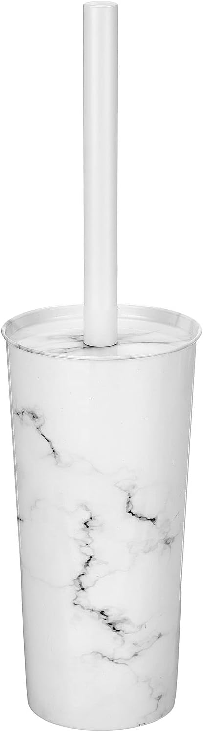 mDesign Slim Metal Toilet Brush Set - Modern Freestanding Holder for Bathroom - Practical With Rust-Resistant Finish - Silver
