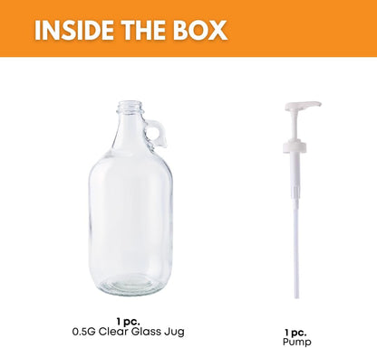 Fastrack Half Gallon Glass Jug Laundry Detergent Dispenser – Airtight Screw-Top Container | Non-Slip Base | Detergent Pump Dispenser or Syrup Pump | Eco Friendly Food Grade