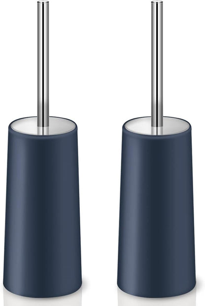 Toilet Brush and Holder, 2 Pack Toilet Brush with 304 Stainless Steel Long Handle, Toilet Bowl Brush for Bathroom Toilet-Ergonomic, Elegant,Durable (White)