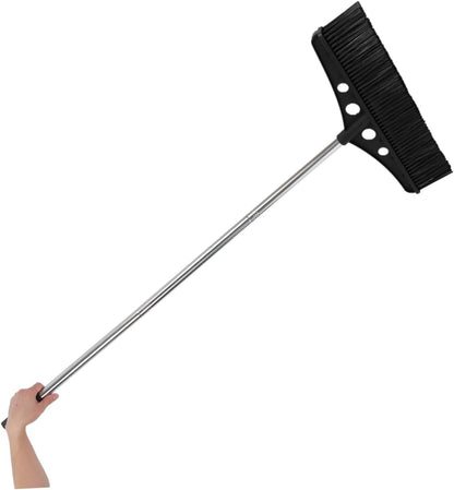 Outdoor Heavy Duty Wide Broom for Garden Cleaning Detachable Handle Stainless Steel Scrub Brush for Concrete Decks Patios and