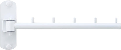 Folding Wall Mounted Clothes Hanger Rack with Swing Arm Stainless Steel Heavy Duty Coat Hook for Bathroom, Bedroom, Laundry Room- White