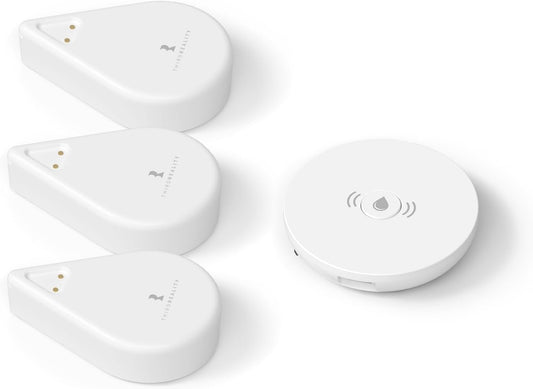 THIRDREALITY Smart Water Leak Sensor KM1, Matter Over WiFi, 1 KM1-controller with 100dB Alarm & 3 Water Detectors, 3-Year Battery Life, No Batteries, Work with Apple Home, Alexa, Home Assistant, Homey