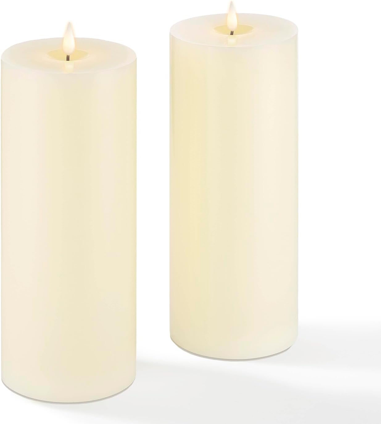LampLust Realistic Flameless Pillar Candles with Remote, Set of 3, Batteries Included, Real White Wax, 3D Flickering LED Flame, 3 Inch Pillar Candles, Spring Decor, Centerpieces for Tables