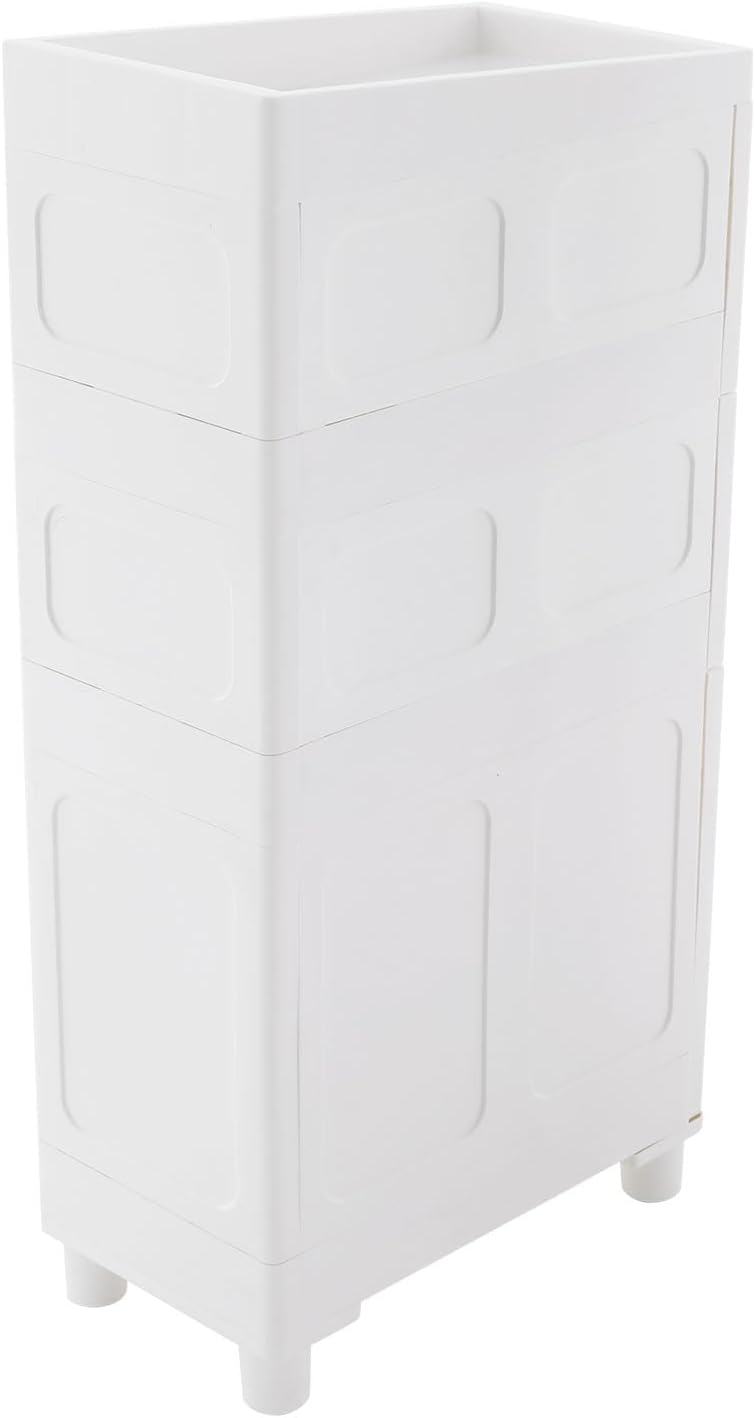 4 Drawer Narrow Floor Cabinet,4 Tier Plastic Slim Storage Cabinet with Drawers,Rolling Storage Cart with Drawers for Small Space,Bathroom,Living Room(8.7" W)